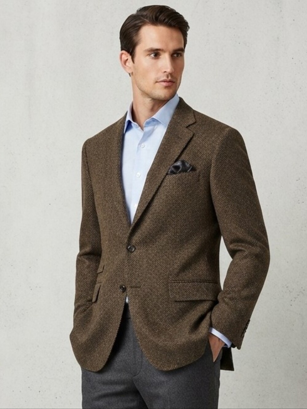Tailorbyrd Brown Herringbone Men's Blazer Size 42L